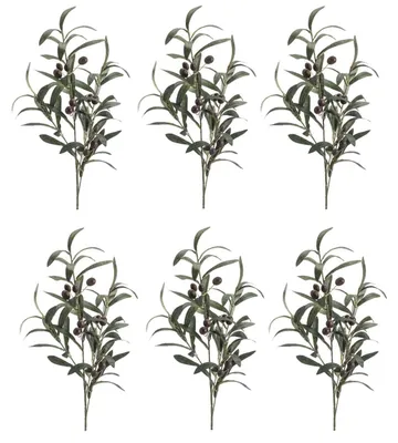 Produktbild von 6er Set künstliche Olivenzweige H. 75cm grün braun Emerald Kunstblumen