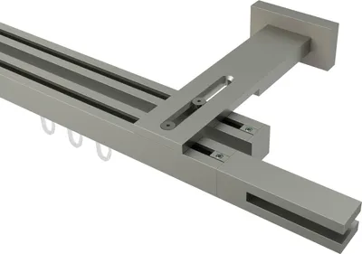 Produktbild von Interdeco Innenlaufstange / Gardinenstange mit Innenlauf Satin-Silber, Typ Quadline Diapo (Doppelstab), 20 x 20 mm 2-läufig, 120 cm
