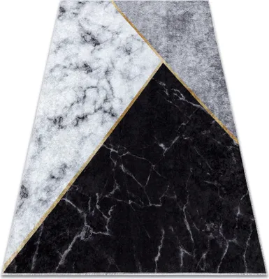Obrázek produktu pro MIRO 51330.804 mycí kobereček Mramor, geometrická protiskluz - šedá Černá 160x220 cm