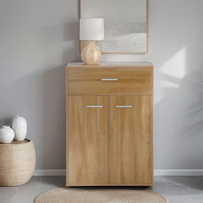 Produktbild von Kommode Sideboard Schrank TOMMY in Sonoma Eiche, Anrichte Highboard mit Schublade und 2 Türen