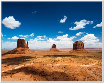 Produktbild von Wallario Wandbild Monument Valley, Größe: 40,30 x 50,30 cm, Poster mit weißem Aluminiumrahmen
