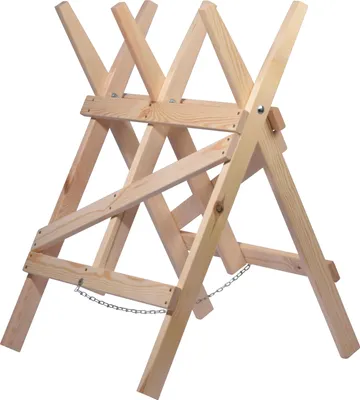 Zdjęcie produktu dla dobar Stabilny konik do piły wykonany z litego drewna, składana pomoc do piły, 64 x 64 x 94 cm, sosna