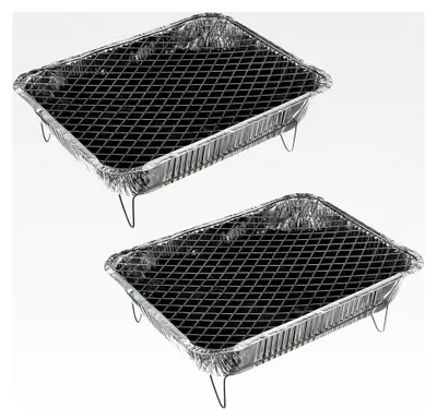 Produktbild von 2er Set Aluminium Einweggrill mit Grillkohle und Anzünder für Picknick und Camping