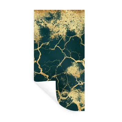 Obrázok produktu pre MuchoWow® Nálepka na stenu - Zlatá - zelená - mramor - 60x120cm - Samolepiaca a polohovateľná
