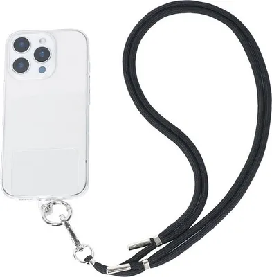 Obrázek produktu pro Eleganci Univerzální telefonní kabel - Nastavitelný polyesterový popruh pro chytré telefony - černý, délka 140 cm