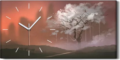 Produktbild von Wohnzimmer-Bild Leinwand Uhr Geräuschlos 60x30 Malerei Abstrakte Kunst Baum - weiße Hände