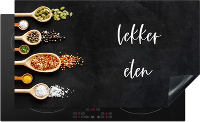 Produktbild von KitchenYeah© Herdabdeckplatte Zitate - Gewürze - Sprichwörter - Gutes Essen , 90x52cm, Küche Deko, Glaskeramikkochfeld Herdabdeckung, Abdeckplatte fùr Kochfeld