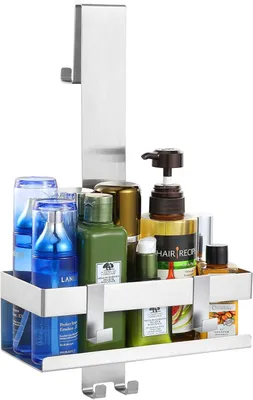 Produktbild von EMIBELE -Duschregal hängen, Edelstahl ohne Bohrungen, Badbohrhaken, Shampoo -Lotionhalter, Korb, Handtucha -Glas -Tür, Tür