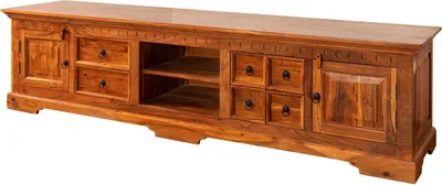 Image de MASSIVMOEBEL24 | Meuble TV 220x50 Acacia laqué Miel OXFORD #0341