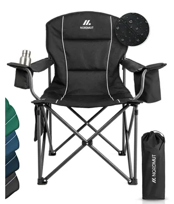 Productafbeelding van Campingstoel opvouwbaar - 200 kg - Koeltas en bekerhouder - Zwart