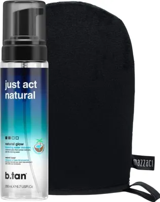 Productafbeelding van b.tan Just Act Natural zelfbruinend water in moussevorm + applicatiehandschoen