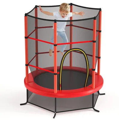 Produktbild von Gartentrampolin Ø165 cm Rot mit Sicherheitsnetz & Randabdeckung, für Kinder ab 3 Jahren