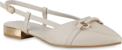 Produktbild von VAN HILL Damen Sling Ballerinas Spitze Schuhe 841142, Farbe: Beige, Größe: 40