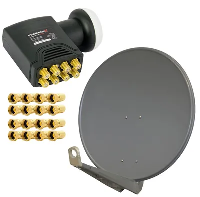Produktbild von PremiumX DELUXE85 Satellitenantenne 85 cm Aluminium in Anthrazit Offset Antenne HDTV 4K DELUXE Octo LNB Sat