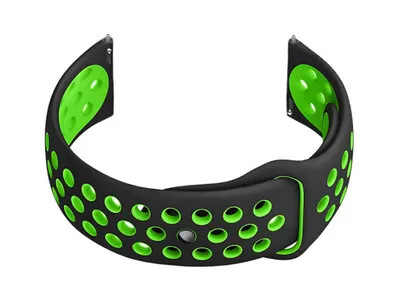 Image de Bracelet caoutchouc pour smartwatch U11 - noir/vert - 22mm