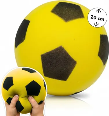 Produktbild von Weicher Schaumstoffball Gelb im Fußball-Design - sicherer Kinderball für drinnen & draußen ab 0 Jahren - leichter Spielball für die ersten Ballspiele