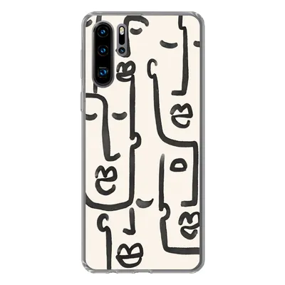 Produktbild von MuchoWow® Handyhülle Schutzhülle Hülle für Huawei P30 Pro Muster - Abstrakt - Linienkunst Silikon Softcase Handy Hülle - Schutzdeckel