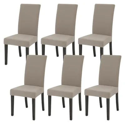 Produktbild von Set mit 6 elastischen Stuhlhussen für das Esszimmer, abnehmbar und waschbar, moderne elastische Hussen für Zuhause, Hotel, Bankette, Partys, Dekoration und Hochzeiten (khaki)