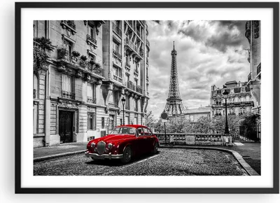 Produktbild von Gerahmtes Poster - Schwarzer Rahmen - Auto Eiffle Straße Gebäude - 70x50 cm - Wand Bild - Wanddeko - Wandbilder - Wandposter - Bilderrahmen - Bilder - Kunstdruck - Wandbild - P2BAA70x50-3214