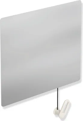A tilted mirror with a pull cord and handle.