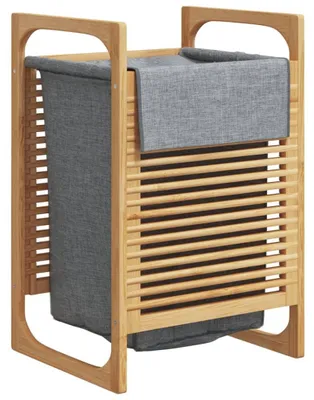 Produktbild von vidaXL Wäschekorb mit Innentasche in Grau 32x30x36,5 cm Bambus