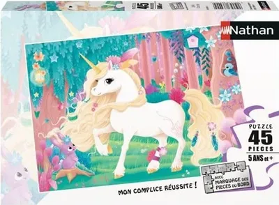 Obrázok produktu pre Puzzle pre deti, Nathan Jolie Jednorožec, 45 dielov, vrátane plagátu, téma fantázia, 5+ rokov