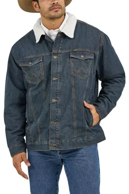 Produktbild von Wrangler Herren-Jeansjacke, gefüttert, Cowboy-Schnitt, Westernjacke, Sherpa/Deni