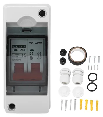Obrázek produktu pro Jistič DC 2P 50A, miniaturní vypínač, stupeň krytí IP65, vodotěsný, pro solární fotovoltaické systémy, 1000V