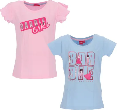 Produktbild von Barbie T-Shirt 2-Er Set für Mädchen 100 % Baumwolle 110/116
