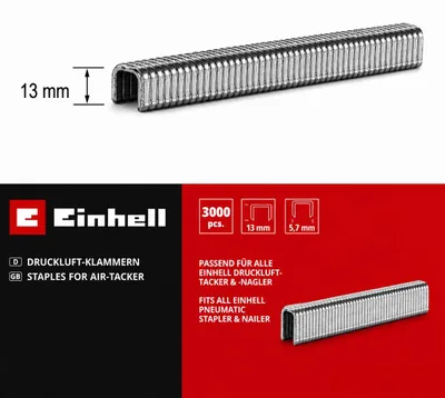 Produktbild von Einhell Klammern 3.000 Stk, 5,7 x 13 mm für Fixetto + Druckluft-Tacker