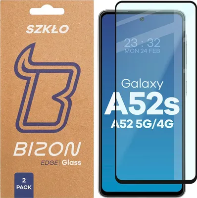 Produktbild von 2x Gehärtetes Glas für Galaxy A52s / A52 4G/5G, Bizon Glass Edge Duo, Schwarzer Rahmen