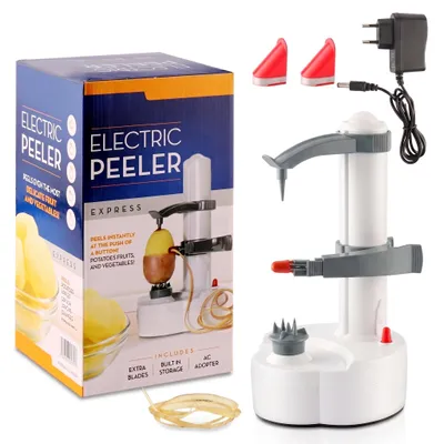 Produktbild von Topchances Elektrischer Kartoffelschäler Apfelschäler Gemüseschäler Obstschäler Elektro Schäler für Obst & Gemüse, Edelstahl-Klinge, Weiß