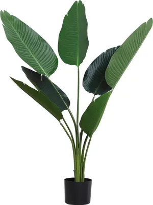 Obrázek produktu pro Umělá palma - Umělá rostlina v květináči - Výška 120 cm - Květináč Ø 15 cm - 7 listů - Pro venkovní použití - Plastová