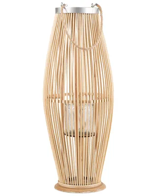 Produktbild von BELIANI Laterne Braun 72 cm mit Windlicht aus Glas für den Innen- und Aussenbereich dekoratiiv Modern