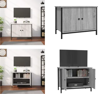 Produktbild von vidaXL TV Schrank mit Türen Grau Sonoma 60x35x45 cm Holzwerkstoff - TV-Schrank - TV-Schränke - TV-Möbel - TV-Ständer