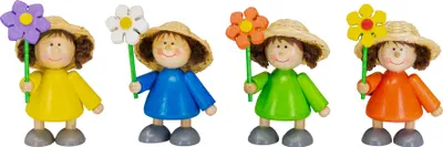 Produktbild von Holzwaren Egermann 4 Figuren aus Holz - Mädchen mit Blume - ca. 6cm - Dekoration für Ihr Zuhause - aus dem Erzgebirge