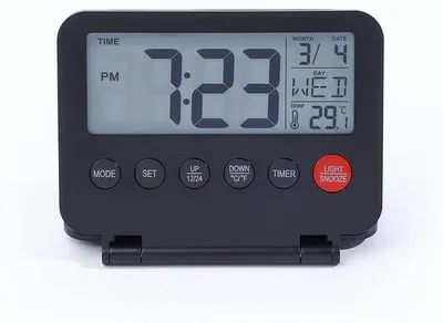 Obrázok produktu pre Digitálny cestovný budík, prenosný, skladací, čierny
