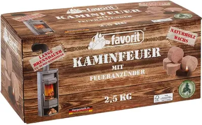 Produktbild von Favorit JUMBO Anzünder 2,5 kg in verschließbarer Schachtel aus Naturholz/Wachs