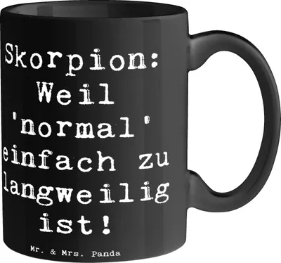 Produktbild von Mr. & Mrs. Panda Kaffeetasse Spruch Skorpion Unikat - Schwarz - Geschenk, Geschenke Astrologie, Leidenschaft, Teetasse, Keramiktasse, Intensität, Becher, Tasse, haferl