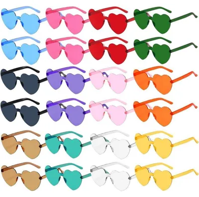 Image de Lunettes de fête en forme de cœur, multicolores, lot de 24, pour les fêtes de carnaval et les anniversaires