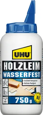Produktbild von UHU Holzleim wasserfest D3 lösemittelfrei 750 g Flasche