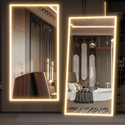 Immagine prodotto di Specchio a figura intera con illuminazione a LED, dimensioni 180x80 cm, con intensità regolabile, disponibile in 3 tonalità di luce, da montare a parete o da posizionare a terra, antideflagrante