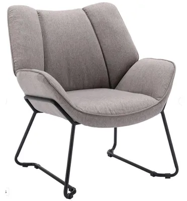 Image de Fauteuil de salon en lin Fauteuil de lecture rembourré Fauteuil à oreilles avec pieds métalliques Fauteuil de salon