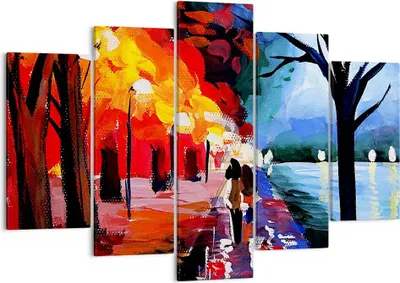 Produktbild von Bild auf Leinwand - Leinwandbild - Grafik Abbildung See Abend - 150x100cm - Wand Bild - Wanddeko - Leinwanddruck - Bilder - Kunstdruck - Wanddekoration - Leinwand bilder - Wandkunst - EA150x100-3110