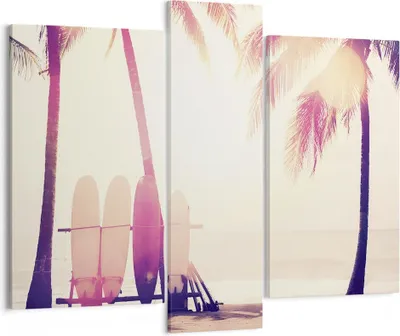 Produktbild von Bild auf Leinwand - Leinwandbild - 3 Teile - Fackel Strand Surfen - 95x80cm - Wand Bild - Wanddeko - Wandbilder - Leinwanddruck - Bilder - Wanddekoration - Leinwand bilder - Wandbild - CB95x80-4593