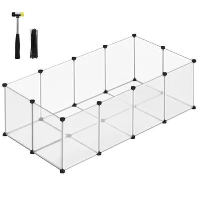 Produktbild von SONGMICS Sada 2 klecí pro malá zvířata, venkovní výběh se základními deskami, 143 x 73 x 46 cm, bílá barva