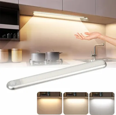 Produktbild von 20m LED Unterbauleuchte mit Bewegungssensor 3 Lichtfarbe Dimmbar Aufladbar Lichtleiste Schranklicht Küchenleuchte