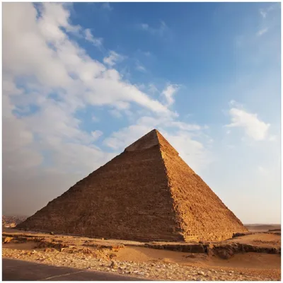 Produktbild von Wallario Premium Glasbild, freischwebende Optik, kräftige Farben, Größe 30 x 30 cm Motiv Alte Pyramide in Ägypten