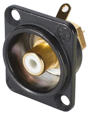 Produktbild von NEUTRIK® Cinch (RCA), 2-pol , Metall-, Löttechnik-Einbaubuchse, vergoldete(r) Kontakt(e), Type D, schwarz verchromt