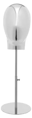 Produktbild von Perückenkopf - Tischständer für Perücken und Hüte - Verstellbare Höhe 45–58 cm - Kopf 25 cm - Kunststoff und Metall - Silber